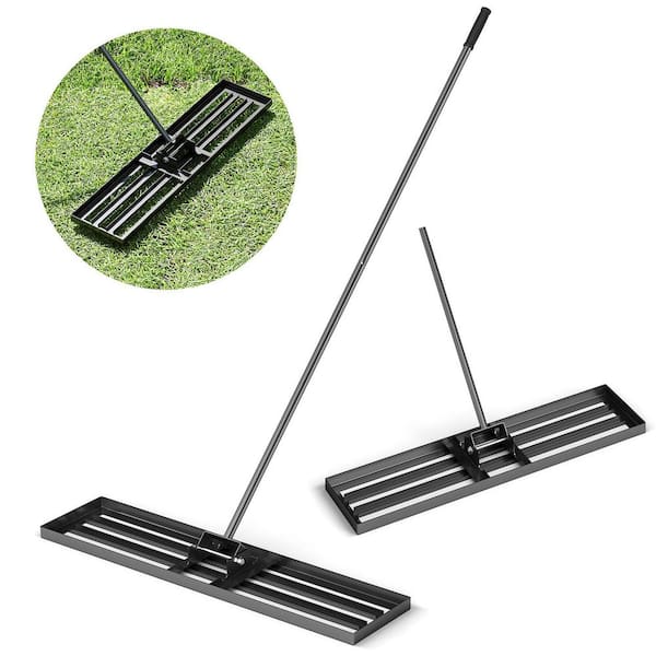 67 in. H x 42 in. W Steel Lawn Leveling Rake in Black