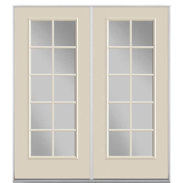 Masonite 72 in. x 80 in. Willow Wood Steel Prehung Right-Hand Inswing 10-Lite Clear Glass Patio Door Without Brickmold