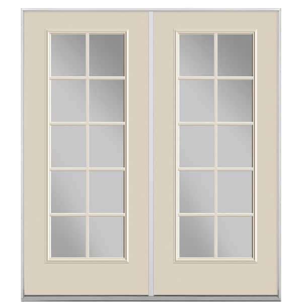 Masonite 60 in. x 80 in. Canyon View Steel Prehung Left Hand Inswing 10-Lite Clear Glass Patio Door in Vinyl Frame, no Brickmold