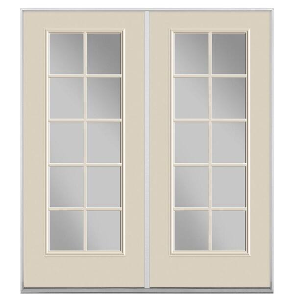 Masonite 72 in. x 80 in. Canyon View Steel Prehung Right-Hand Inswing 10-Lite Clear Glass Patio Door in Vinyl Frame, no Brickmold