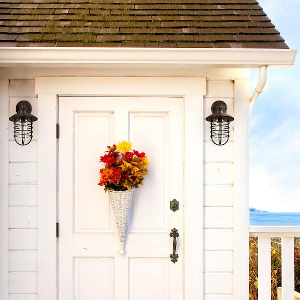 Stevenson 1-Light Bronze Rustic Industrial Indoor/Outdoor Wall Lantern Sconce