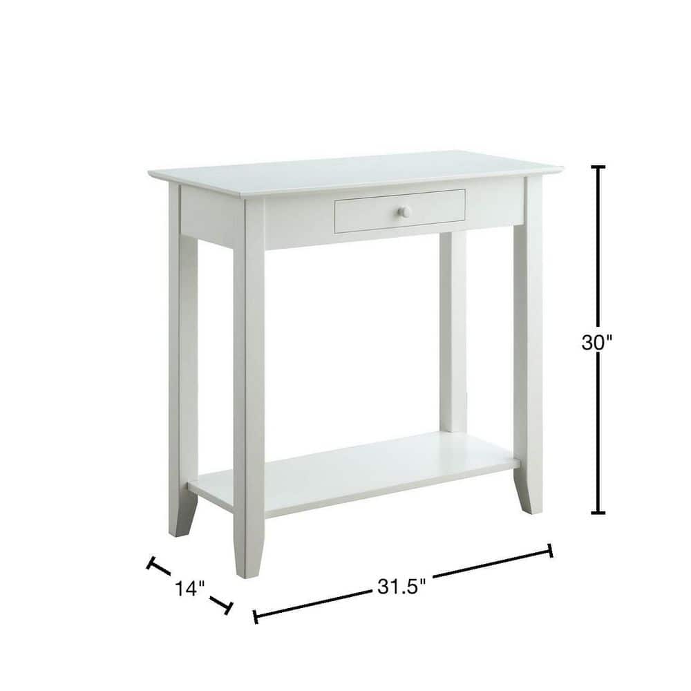 Heritage White Solid Pine Hall Table with Storage Shelf