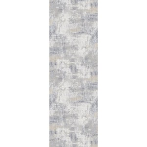 Claude Blue 2 ft. x 8 ft. Modern Abstract Area Rug