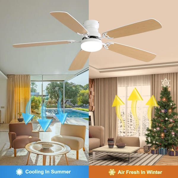 52 in. Integrated LED Indoor White Downrod Mount Ceiling Fan With Light Kit and Remote Control