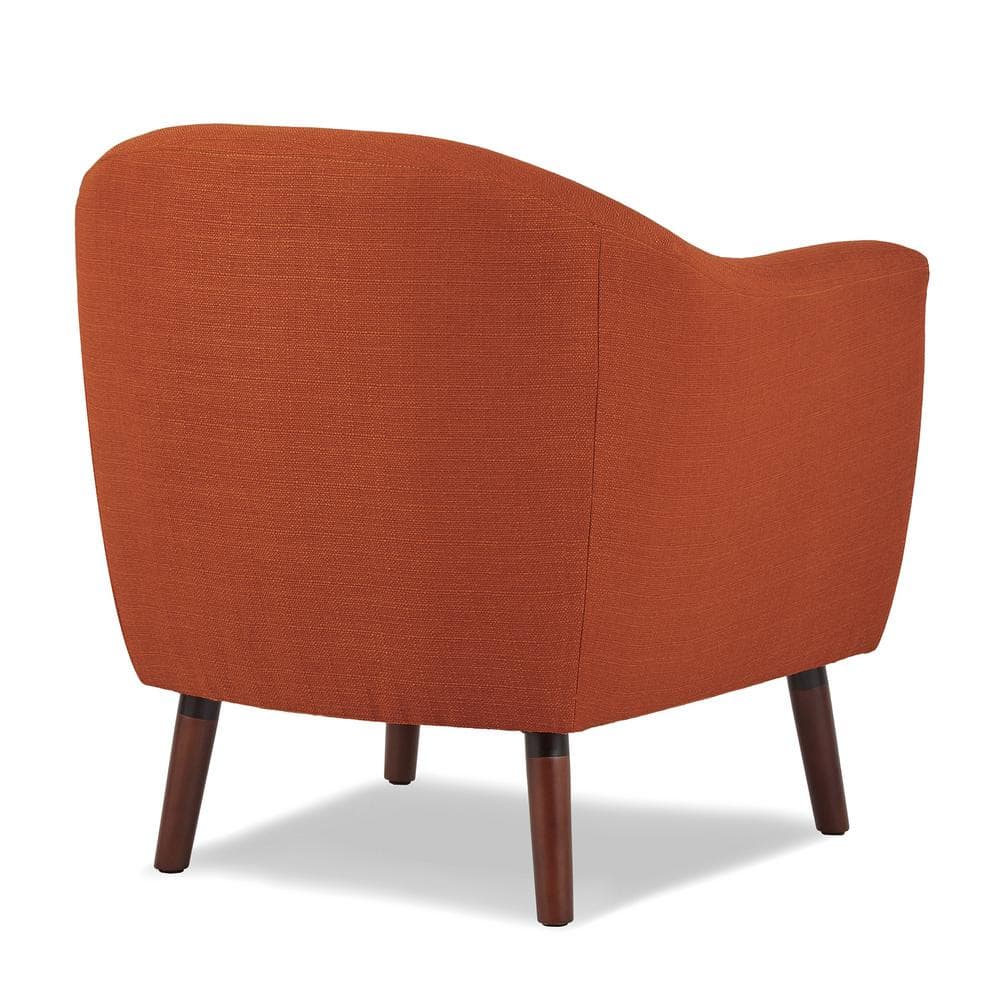 Burnt Orange Mid-Century Modern Barrel Accent Chair