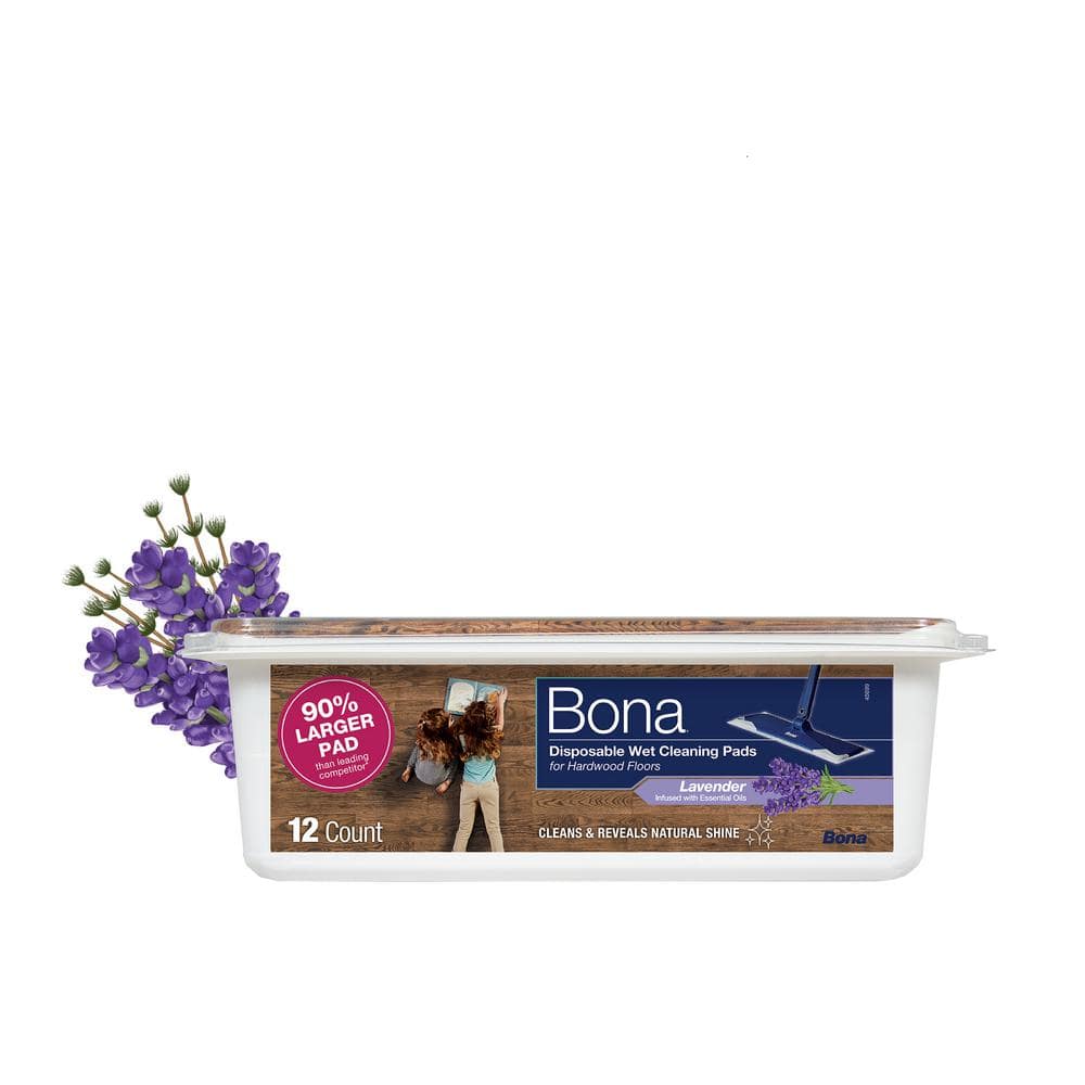 Hardwood Floor Disposable Wet Cleaning Pads, Lavender Scent, (12-Count)