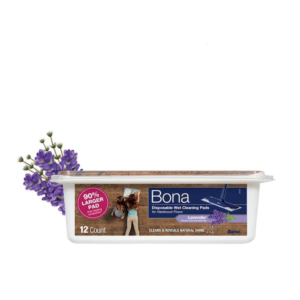 Bona Hardwood Floor Disposable Wet Cleaning Pads, Lavender Scent, (12-Count)