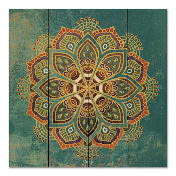 Unbranded Boho Medallion I Unframed Nature Wood Pallet Art Print 18 in. x 18 in.