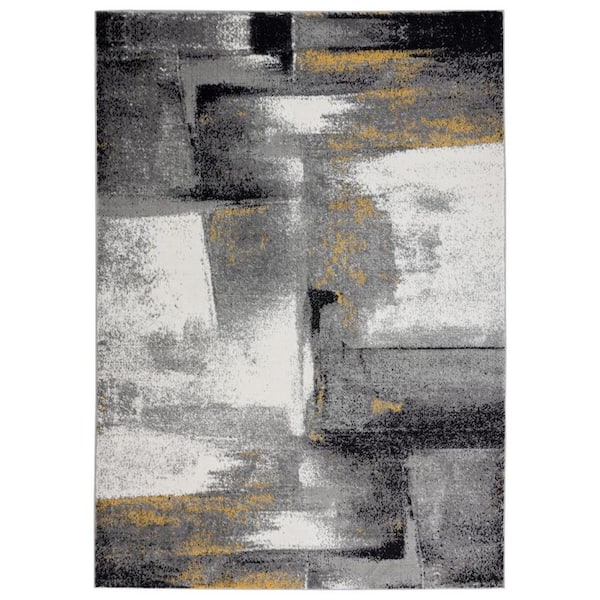 Unbranded Lagos Collection Grey 8x10 Modern Abstract Stain Resist Polypropylene Area Rug
