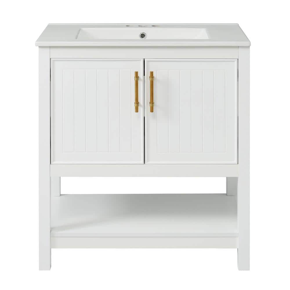 30 in. W x 18.3 in. D x 33.8 in. H Single Sink Freestanding Bath Vanity in 