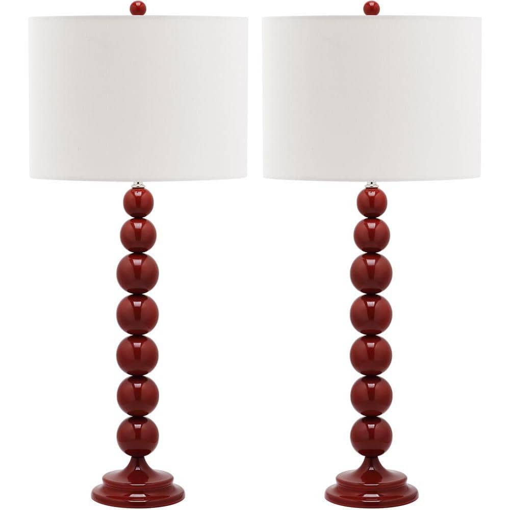 tall red table lamps