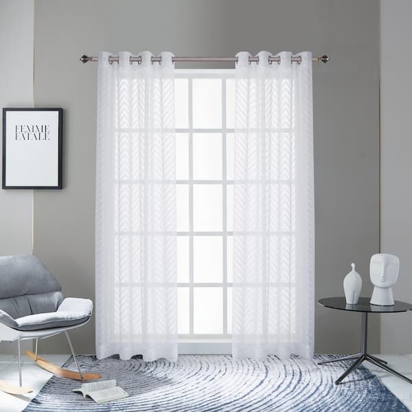 Lyndale Decor Pico 54 in.L x 54 in. W Sheer Polyester Curtain in White
