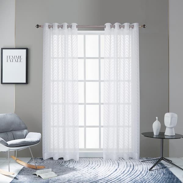 Lyndale Decor Pico 84 in.L x 54 in. W Sheer Polyester Curtain in White