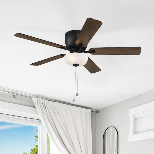 Gallant 52 in. LED Indoor/Covered Outdoor Matte Black Hugger Ceiling Fan with Pull Chain Control and Bulbs Included