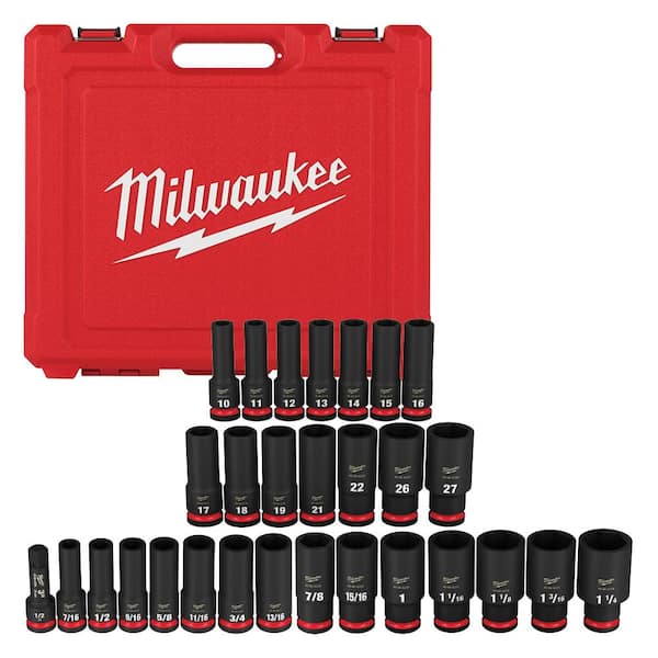 Milwaukee SHOCKWAVE 1/2 in. Drive SAE and Metric 6 Point Impact Socket Set (29-Piece)
