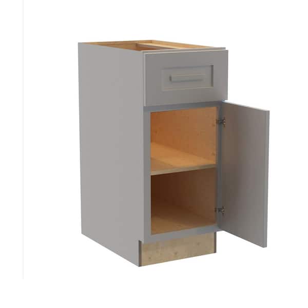 Home Decorators Collection Grayson 12 in. W x 21 in. D x 34.5 in. H Assembled Plywood Base Bath Cabinet in Pearl Gray with Soft Close RH