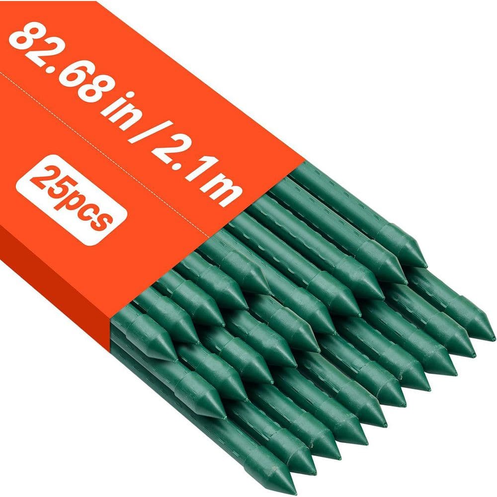 82.68 in. Plastic-Coated Metal Garden Stakes for Plant Support, Tomato and Climbing Plants, 25-Pack price history on PriceWatchPro