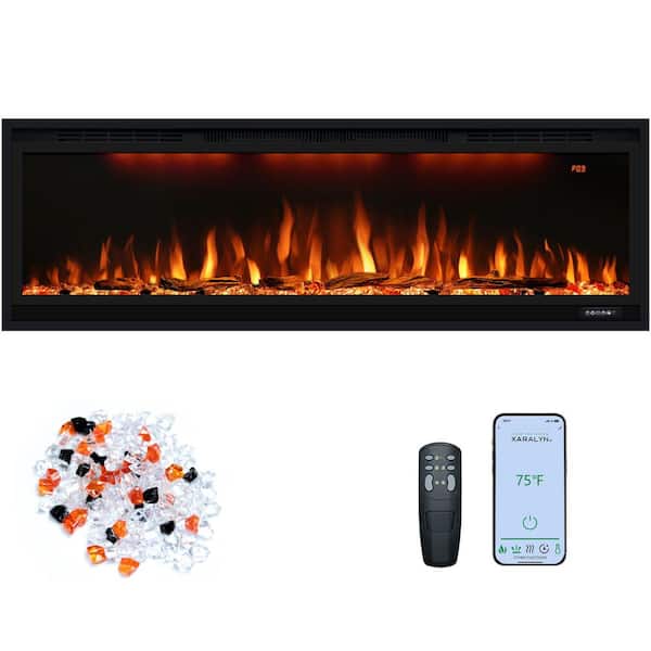 Prismaster ...keeps your home stylish 50 in. Smart Electric Fireplace Insert in Black, Lifelike Flames and Adjustable Thermostat, 1500-Watt, Black