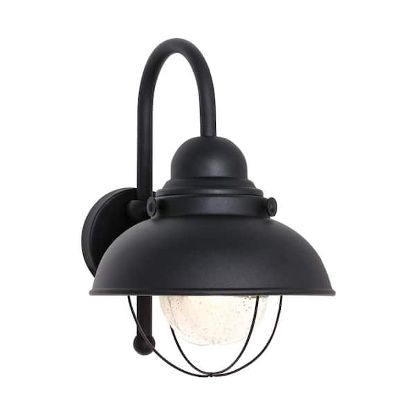 Generation Lighting Sebring 1-Light Black Industrial Nautical Outdoor 15.75 in. Wall Lantern Sconce
