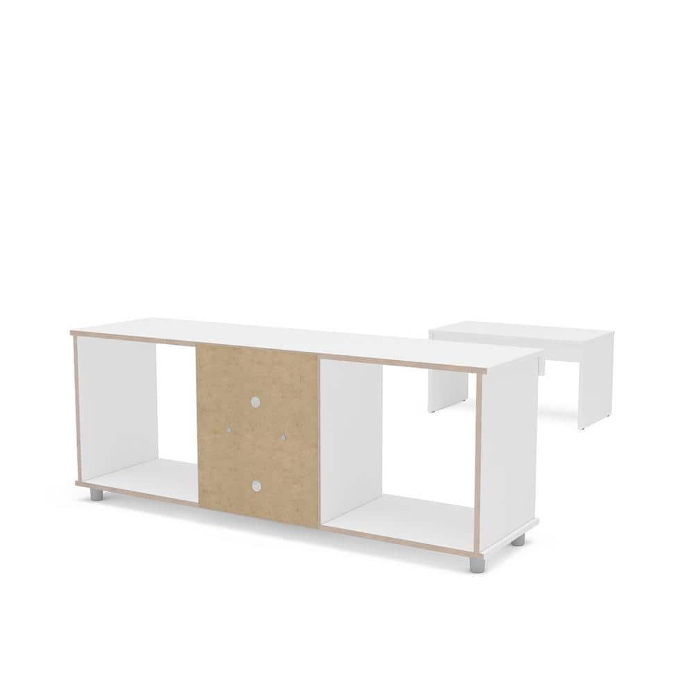 White Engineered Wood TV Stand and Coffee Table Set