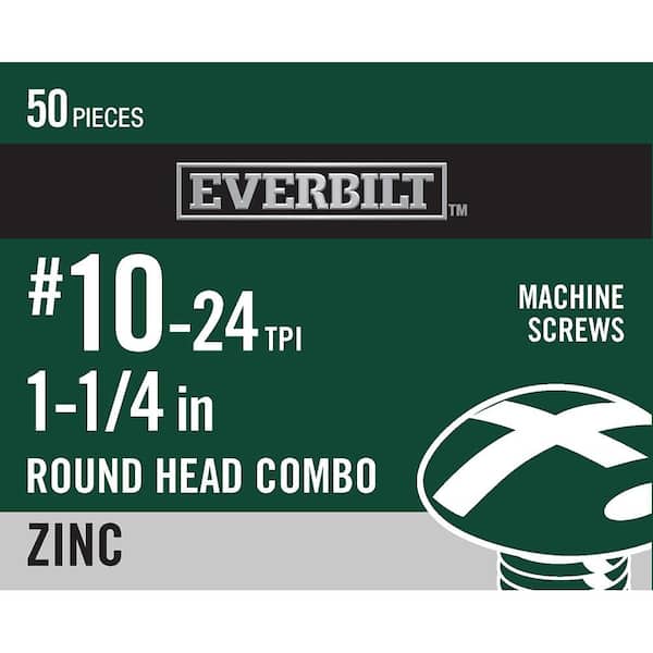 Everbilt 1024 in. x 11/4 in. Combo Drive Round Head Zinc Plated