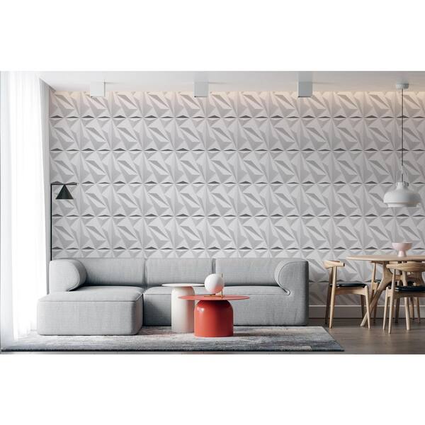 19.7 in. x 19.7 in. White Decorative PVC 3D Wall Panels in Diamond Design  (12-Pack)
