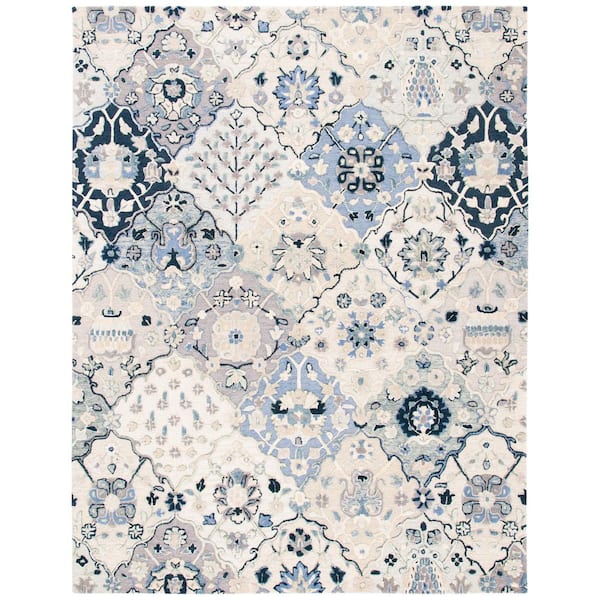 SAFAVIEH Glamour Beige/Blue 9 ft. x 12 ft. Floral Area Rug