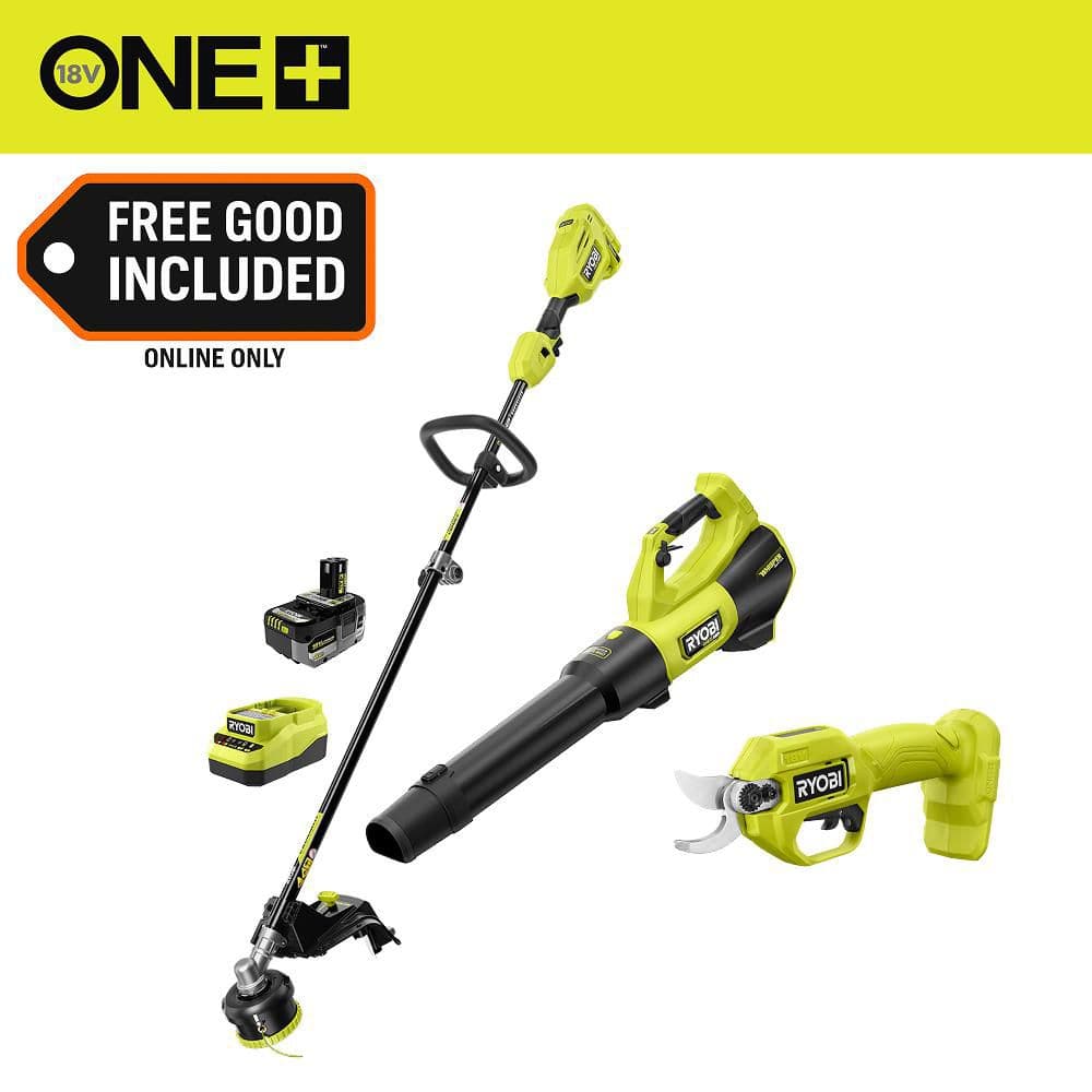 "ONE+ HP 18V Brushless Cordless Attachment Capable 15"" Trimmer and Blower Combo Kit w/ Pruner, 4.0 Ah Battery & Charger" price history on PriceWatchPro