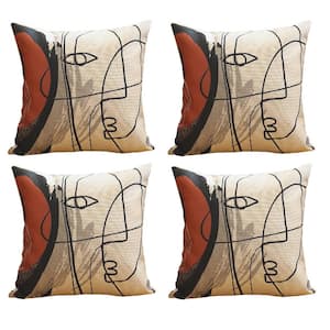 Boho-Chic Handcrafted Jacquard Multi-Color 18 in. x 18 in. Square Abstract Throw Pillow Cover Set of 4