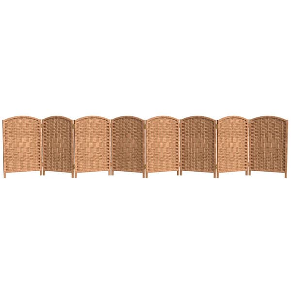 Oriental Furniture 2 ft. Short Diamond Weave Fiber Folding Screen - Natural - 8 Panel