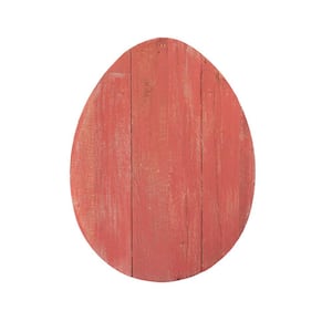 12 in. Rustic Red Farmhouse Red Wooden Large Egg