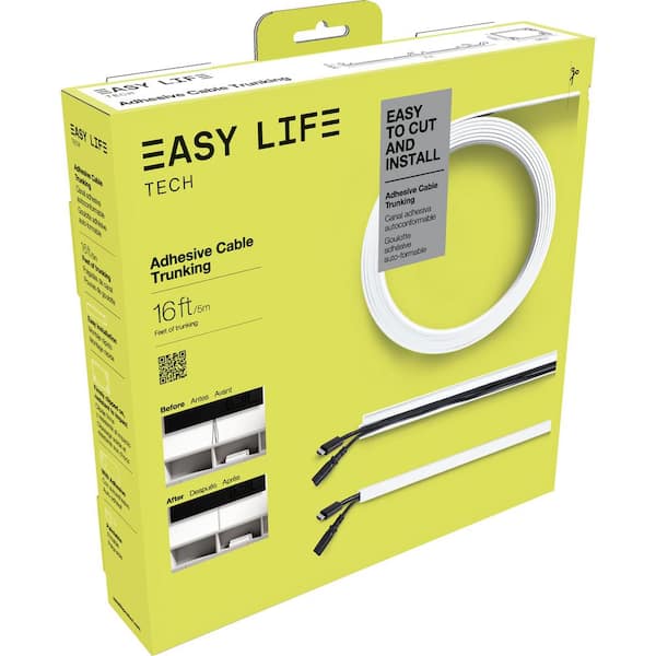 EasyLife Tech 16 ft. Cable Raceway Roll to Conceal Wires - White - 5/8 in.  x 3/8 in. x 192 in. Roll 71502A-EL - The Home Depot