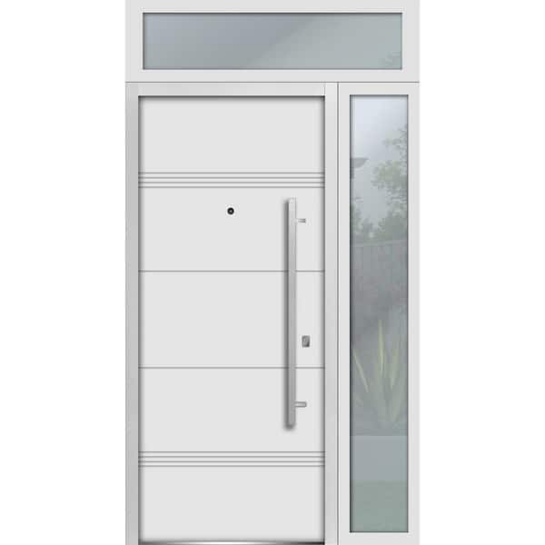 VDOMDOORS 1705 48 in. x 96 in. Left-Hand/Inswing White Steel Prehung Front Door with Hardware