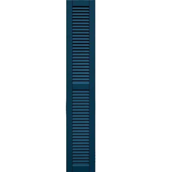 Winworks Wood Composite 12 in. x 71 in. Louvered Shutters Pair #637 Deep Sea Blue