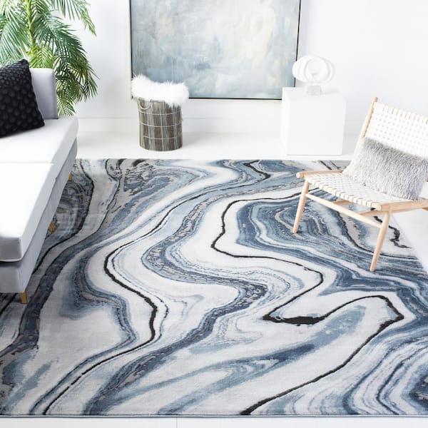 Craft Blue/Gray 11 ft. x 14 ft. Marbled Abstract Area Rug