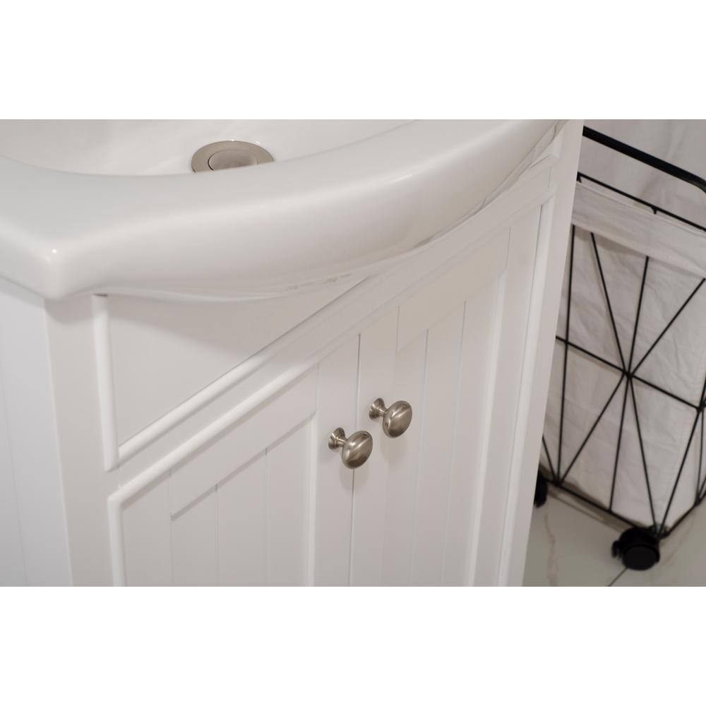 Marian 24" White Solid Hardwood Single Sink Vanity with Porcelain Top