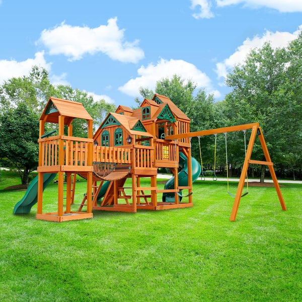 gorilla playsets empire wooden swing set with monkey bars