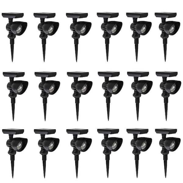 Hampton Bay 50 Lumens Solar Black Outdoor LED Landscape Spotlight (18-Pack)