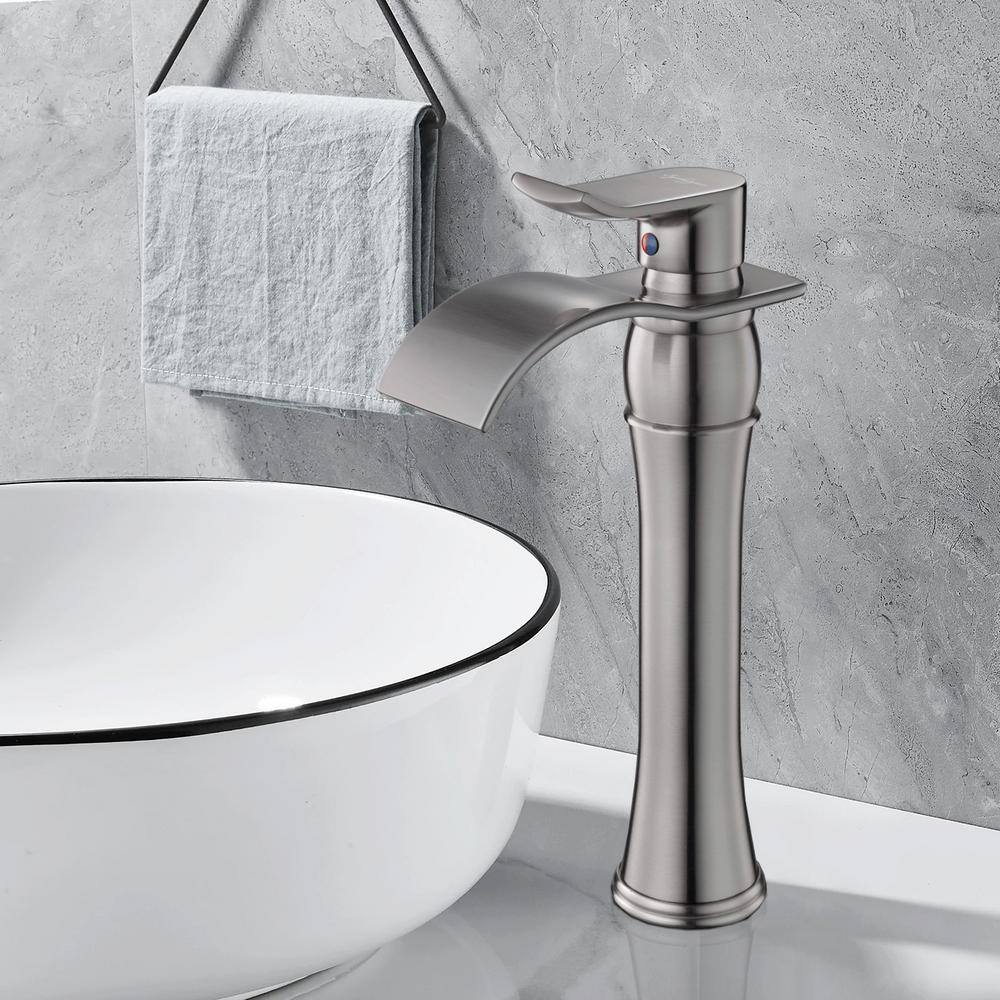 Brushed Nickel Single Handle High Arc Vessel Sink Faucet