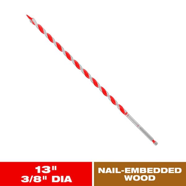 3/8 in. x 13 in. Carbide Auger Drill Bit for Wood and Nail-Embedded Wood