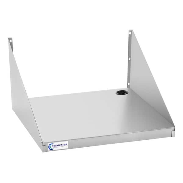 24-in W x 18-in D x 12-in H Assembled Utility Silver Wall Mount Kitchen Microwave Shelf, Heavy Duty Stainless Steel Rack