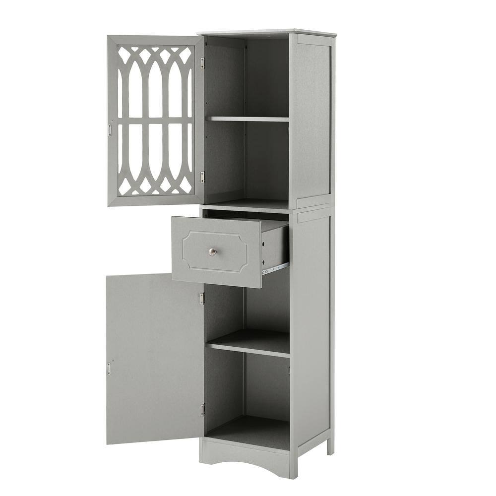 Gray Tall MDF Cabinet with Acrylic Door and Adjustable Shelves