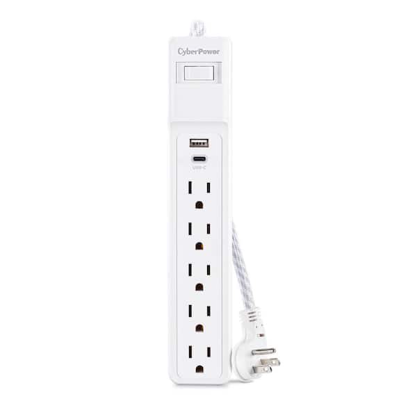 CyberPower 5-Outlet, 1 USB-A, 1 USB-C Surge Protector with 4 ft. cord