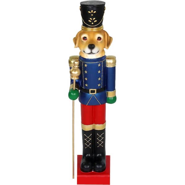 32 in. Nutcracker Puppy Holding Scepter Christmas Decoration