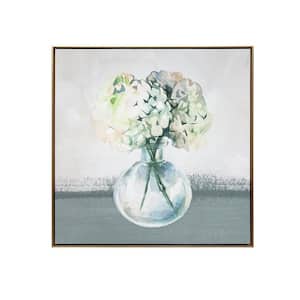 "Hydrangea in Vase" by Gallery 57 Floater Frame Giclee Nature Floral Art Print 29 in. x 29 in.
