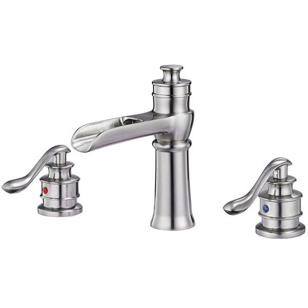 BWE 8 In. Waterfall Widespread 2-Handle Bathroom Faucet With Supply ...