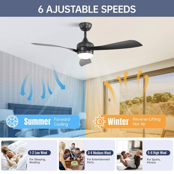 そらたん　Mサイズ Sofucor 52 in. Indoor/Outdoor Black LED Downrod Ceiling Fan