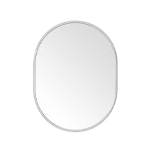 Emmeline 24 in. W x 32 in. H Oval Framed Wall Bathroom Vanity Mirror in Brushed Nickel