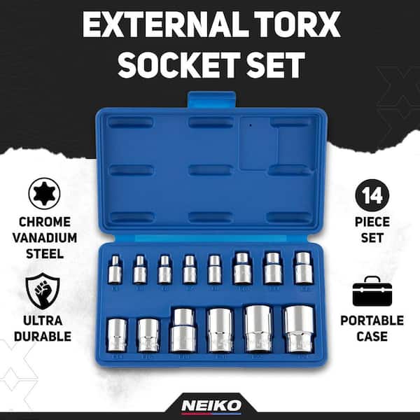 NEIKO 1/4 in. 3/8 in. and 1/2 in. Drive SAE External Torx Deep
