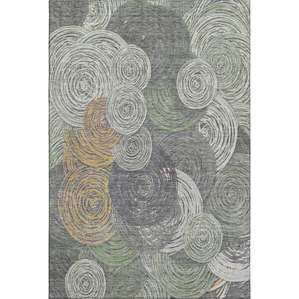 Mayfield Premium Machine Washable Abstract AMF2267 Green 9 ft. x 12 ft. Area Rug